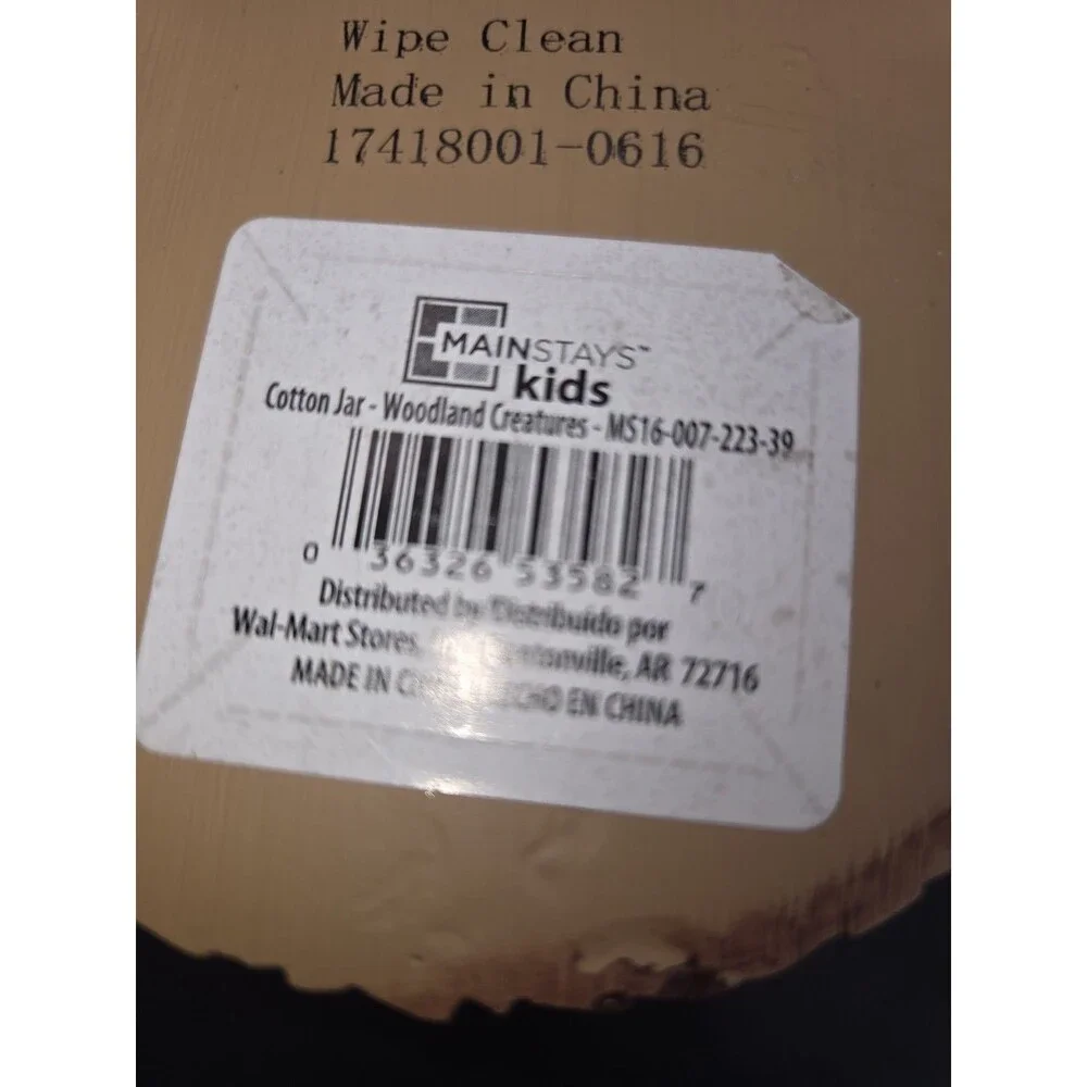 Mainstays Ceramic Raccoon Vanity Cotton Ball Jar Kids Bathroom